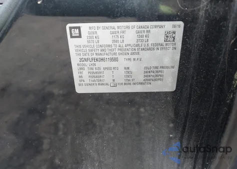 2017 Chevrolet Equinox Lt из США, поврежденный, VIN 2GNFLFEK0H6119580